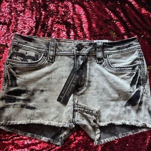 Rock Revival Black and Gray Distressed Jean Shorts